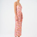 Waist Drape Detailed Slit Midi Evening Dress - 9196C