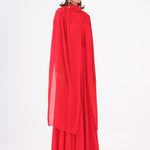 Bead Embroidered Hijab Chiffon Long Evening Dress - 9154C