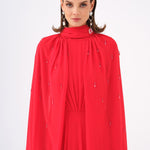 Bead Embroidered Hijab Chiffon Long Evening Dress - 9154C