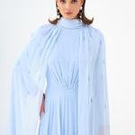 Bead Embroidered Hijab Chiffon Long Evening Dress - 9154C