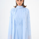 Bead Embroidered Hijab Chiffon Long Evening Dress - 9154C