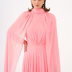 Bead Embroidered Hijab Chiffon Long Evening Dress - 9154C