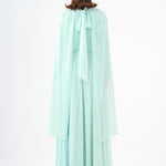 Bead Embroidered Hijab Chiffon Long Evening Dress - 9154C