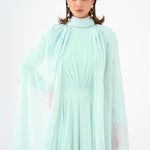 Bead Embroidered Hijab Chiffon Long Evening Dress - 9154C