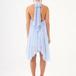 Halter Neck Brooch Detailed Pleated Mini Evening Dress - 9127C