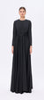 Bel Drape Detaylı Uzun Kollu Uzun Abiye Elbise - 9208C - SİYAH