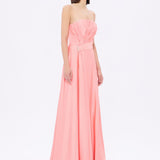 Taş Detaylı Drapeli Straplez Uzun Abiye Elbise - 9209C - PEMBE