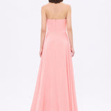 Taş Detaylı Drapeli Straplez Uzun Abiye Elbise - 9209C - PEMBE