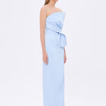 Strapless Collar Slit Satin Long Evening Dress - 9281C