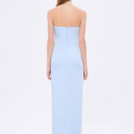 Strapless Collar Slit Satin Long Evening Dress - 9281C