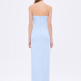 Strapless Collar Slit Satin Long Evening Dress - 9281C