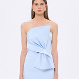 Strapless Collar Slit Satin Long Evening Dress - 9281C