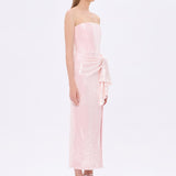 Bel Drape Detaylı Straplez Midi Abiye Elbise - 9295C - PUDRA