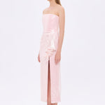 Strapless Midi Evening Dress with Waist Drape Detail - 9295C