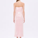 Strapless Midi Evening Dress with Waist Drape Detail - 9295C