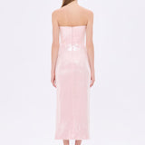 Bel Drape Detaylı Straplez Midi Abiye Elbise - 9295C - PUDRA