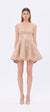 İşlemeli Kumaş Straplez Mini Abiye Elbise - 9318C - GOLD