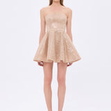 Embroidered Fabric Strapless Mini Evening Dress - 9318C