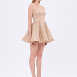 Embroidered Fabric Strapless Mini Evening Dress - 9318C