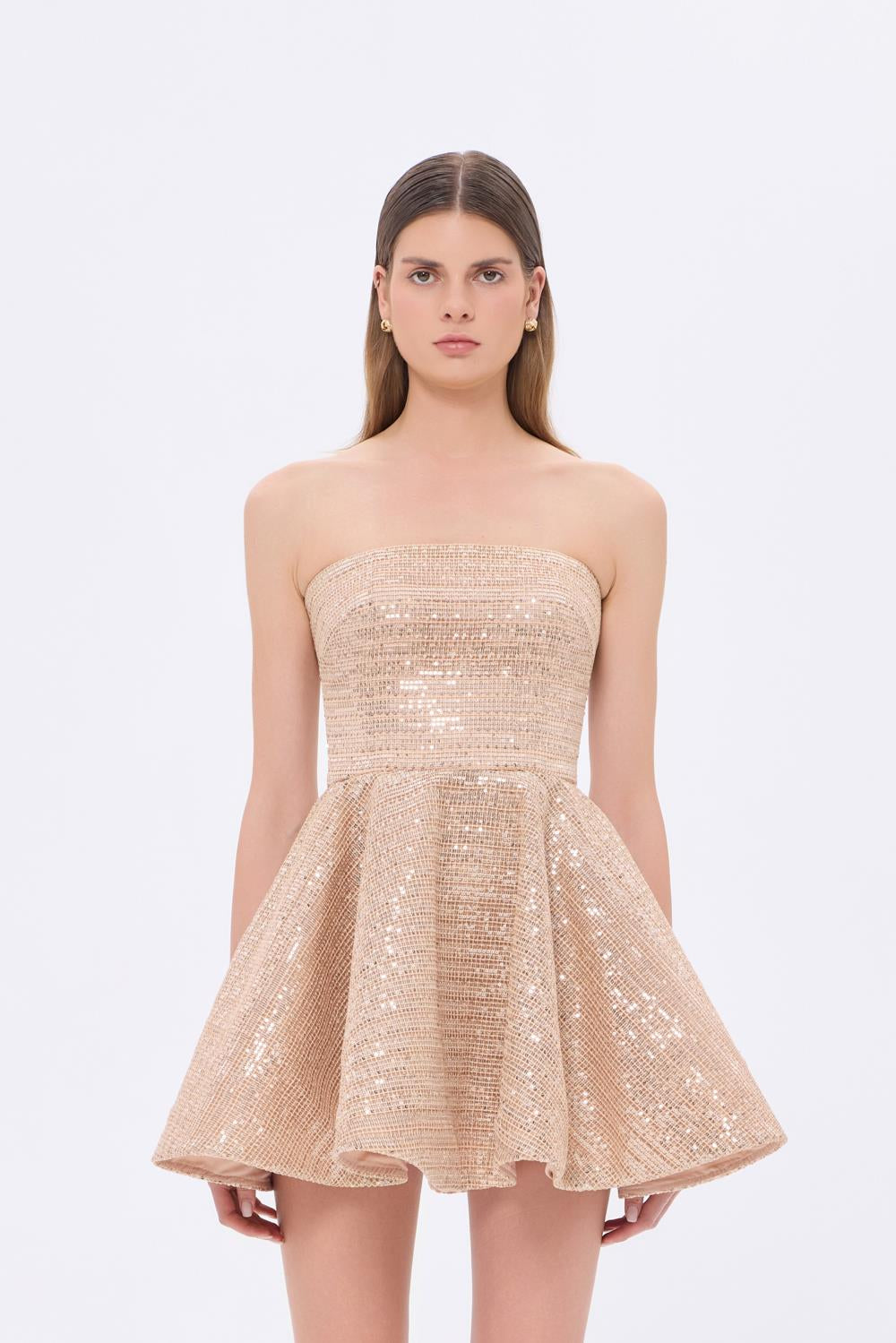 Embroidered Fabric Strapless Mini Evening Dress - 9318C