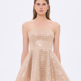 Embroidered Fabric Strapless Mini Evening Dress - 9318C