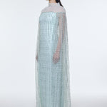 Stand Collar Stone Embroidered Tulle Long Evening Dress - 9400C