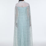 Stand Collar Stone Embroidered Tulle Long Evening Dress - 9400C