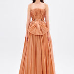 Drapeli Fiyonk Detaylı Uzun Abiye Elbise - 9197C - SOMON