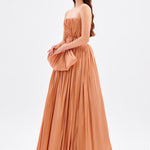 Drapeli Fiyonk Detaylı Uzun Abiye Elbise - 9197C - SOMON