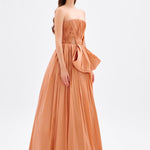 Drapeli Fiyonk Detaylı Uzun Abiye Elbise - 9197C - SOMON