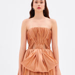 Drapeli Fiyonk Detaylı Uzun Abiye Elbise - 9197C - SOMON