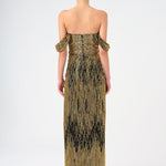 Low Shoulder Strapless Collar Stone Long Evening Dress - 9059C