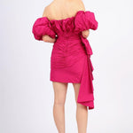 فستان سهرة قصير بفيونكة مكشكشة - 4043c