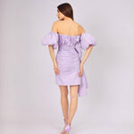 فستان سهرة قصير بفيونكة مكشكشة - 4043c