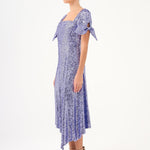 Asymmetric Cut Sequin Midi Evening Dress with Bow Detail Sleeves - 9142C