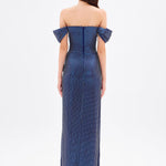 Sequined Long Evening Dress with Bow Detail - 9055C