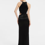 Göğüs Dekolteli İşlemeli Uzun Abiye Elbise - 1009C - SİYAH