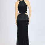 Göğüs Dekolteli İşlemeli Uzun Abiye Elbise - 1009C - SİYAH