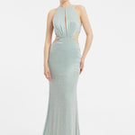 Göğüs Dekolteli İşlemeli Uzun Abiye Elbise - 1009C - MİNT