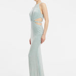 Göğüs Dekolteli İşlemeli Uzun Abiye Elbise - 1009C - MİNT