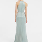 Göğüs Dekolteli İşlemeli Uzun Abiye Elbise - 1009C - MİNT