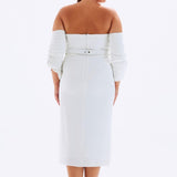 Bust Detailed Belted Plus Size Evening Dress - 6005C