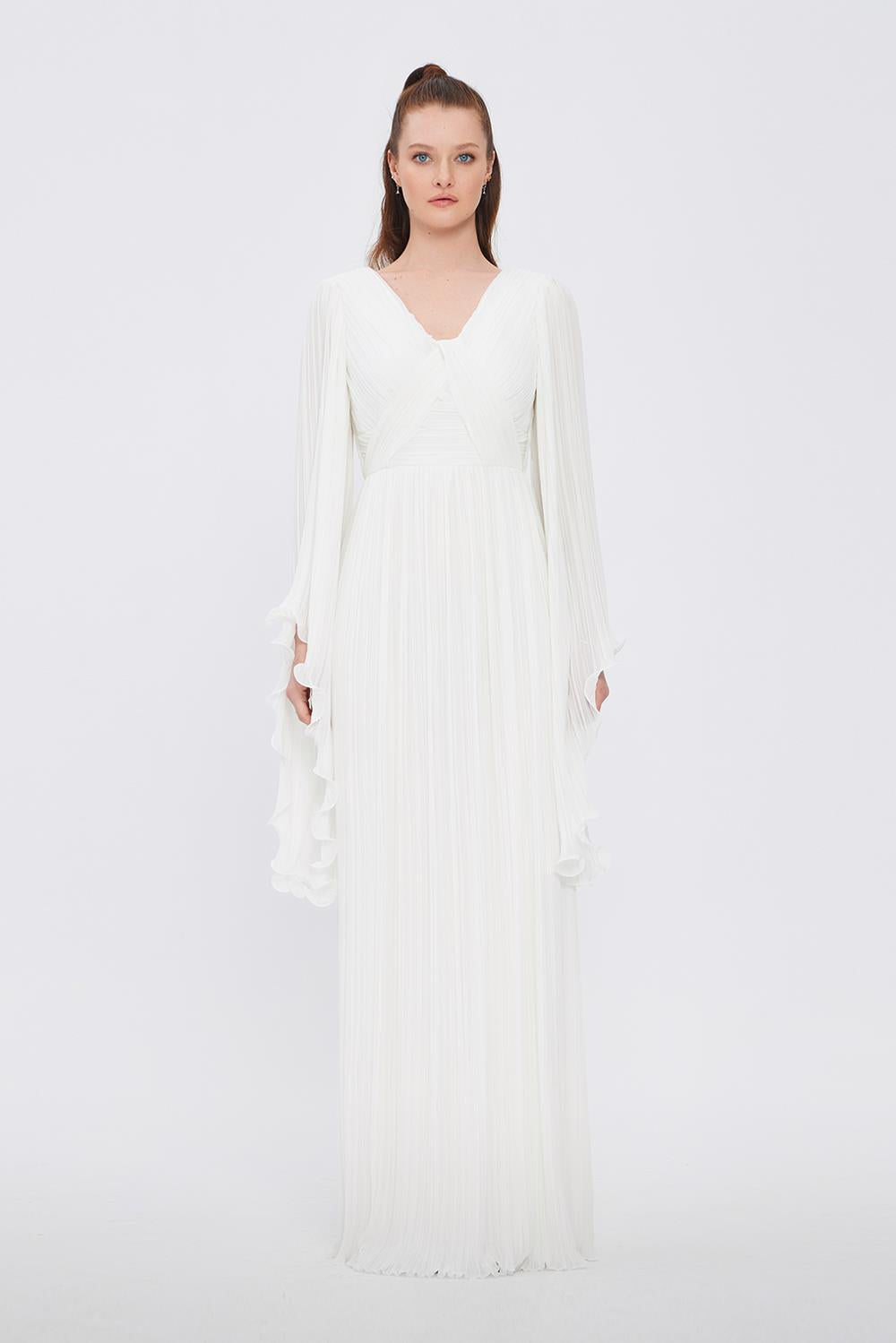 Judge Collar Bat Sleeve Long Evening Dress - 1022C