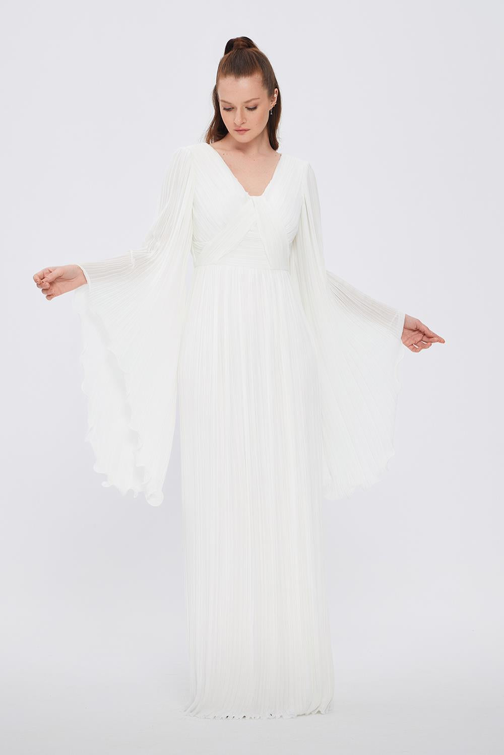 Judge Collar Bat Sleeve Long Evening Dress - 1022C