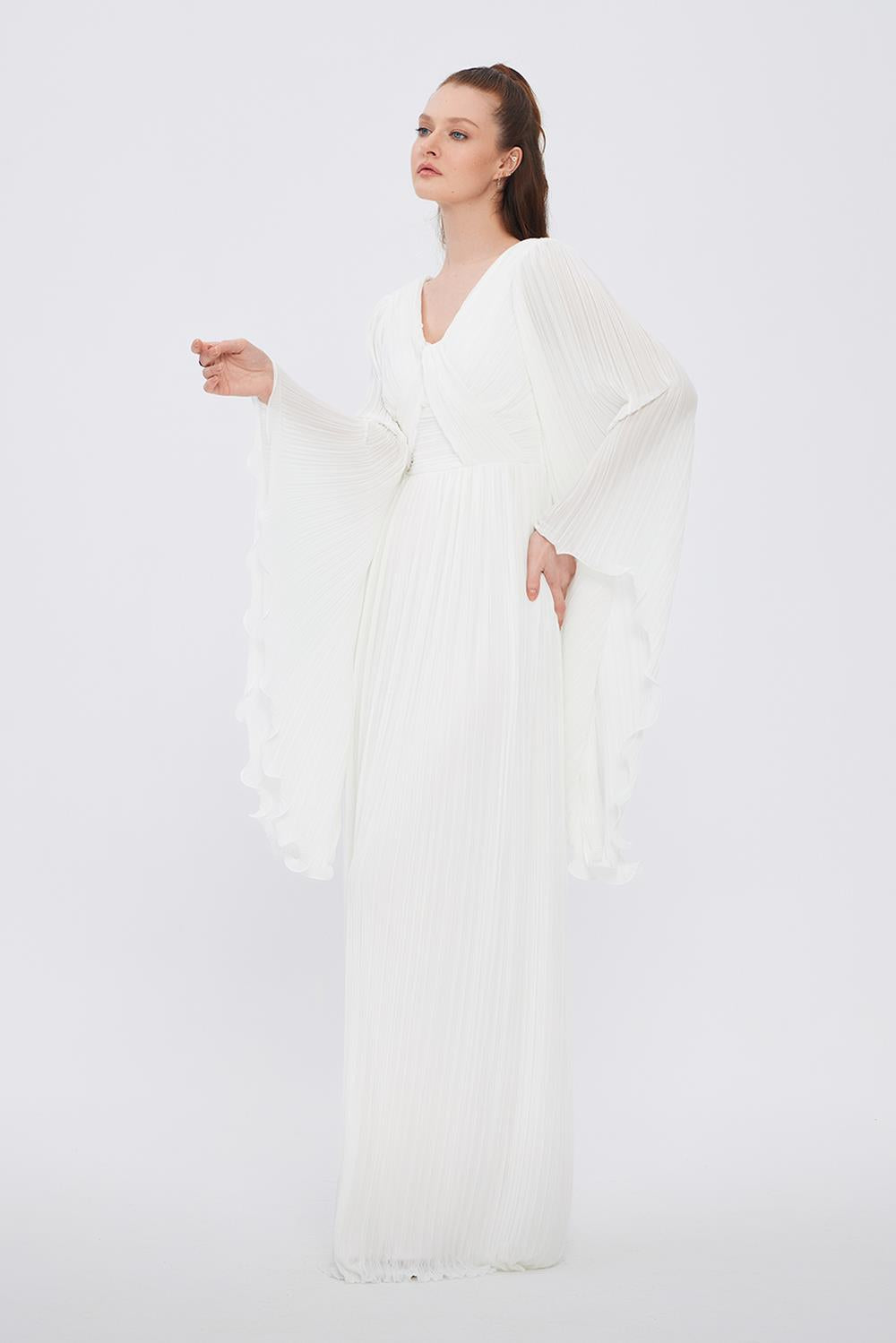 Judge Collar Bat Sleeve Long Evening Dress - 1022C