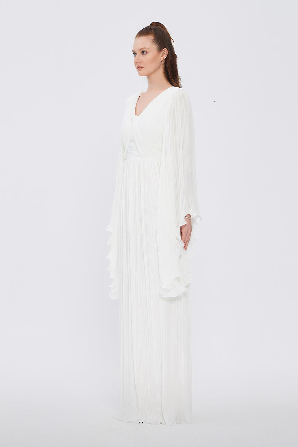 Judge Collar Bat Sleeve Long Evening Dress - 1022C