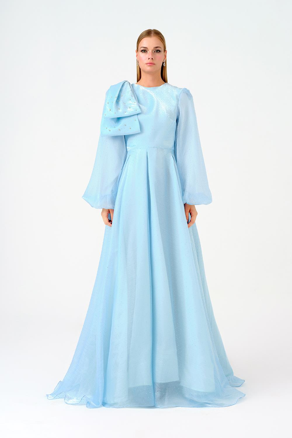 فستان سهرة طويل مزخرف برباط - 9175C