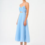 Pleated Strappy Midi Evening Dress - 9181C