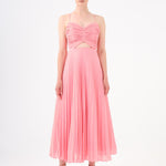 Pleated Strappy Midi Evening Dress - 9181C