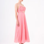 Pleated Strappy Midi Evening Dress - 9181C
